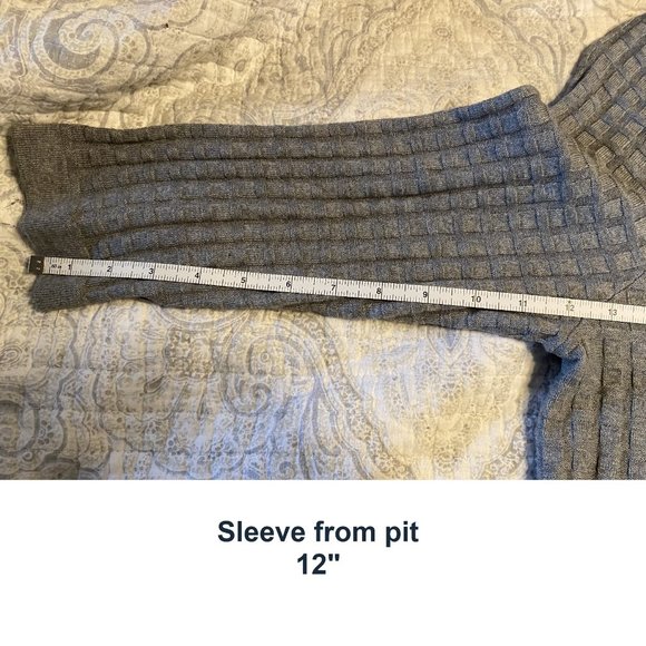 LANDS END Gray Waffle Knit 3/4 Sleeve Sweater Size L (14-16) - Picture 4 of 6